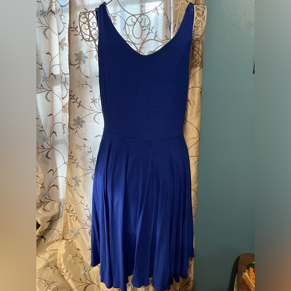 Copy Coercion Blue Strappy Fit & Flare Knit Sleeveless Dress Large - Picture 2 of 11